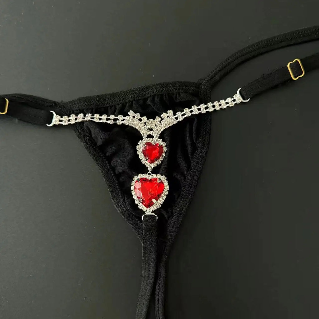 Tanga de cadena con doble corazón