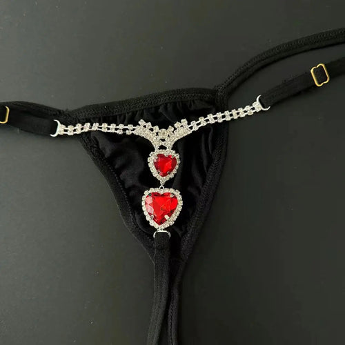 Tanga de cadena con doble corazón