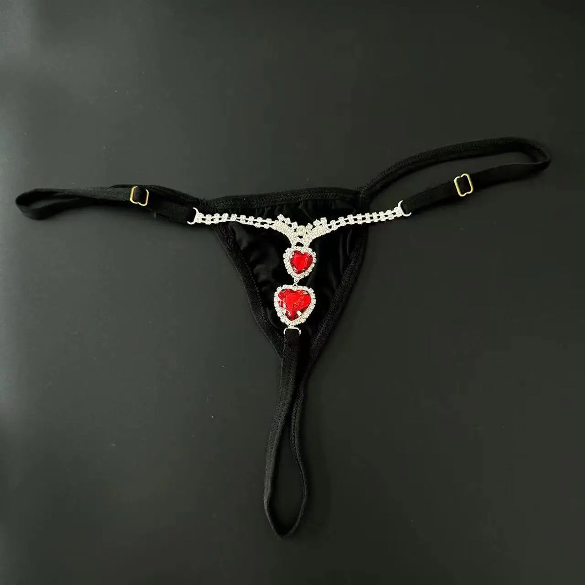 Tanga de cadena con doble corazón