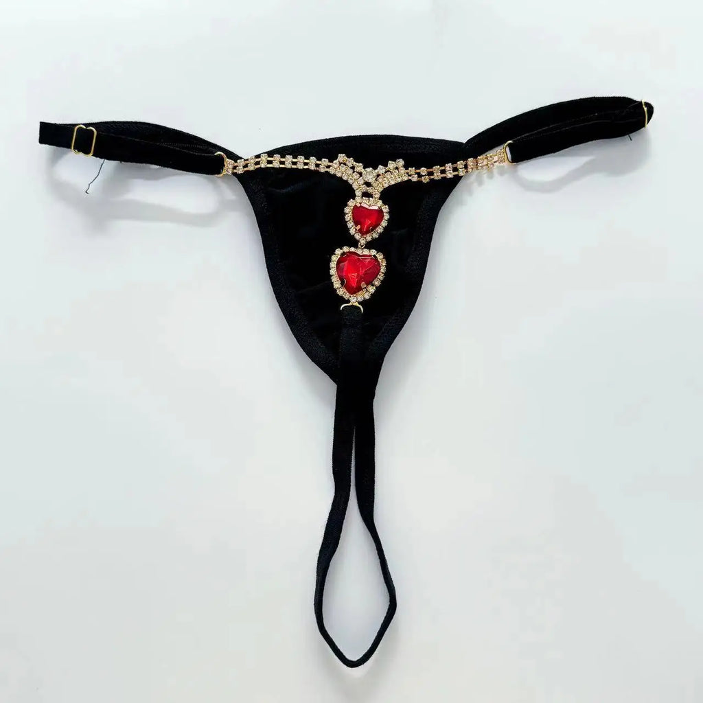 Tanga de cadena con doble corazón