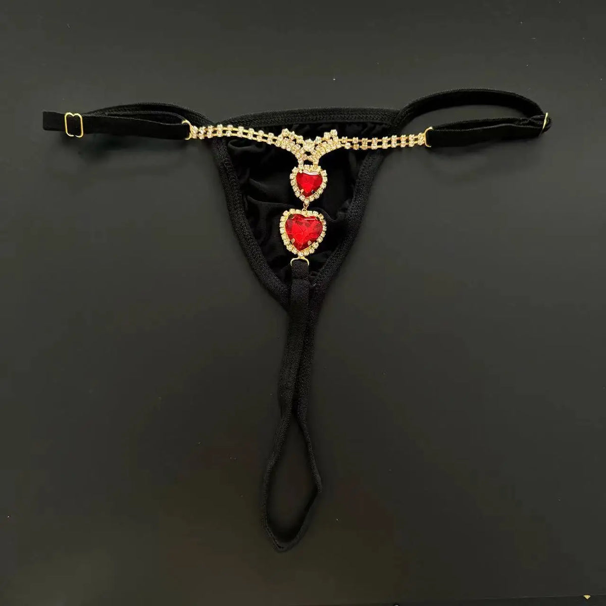 Tanga de cadena con doble corazón